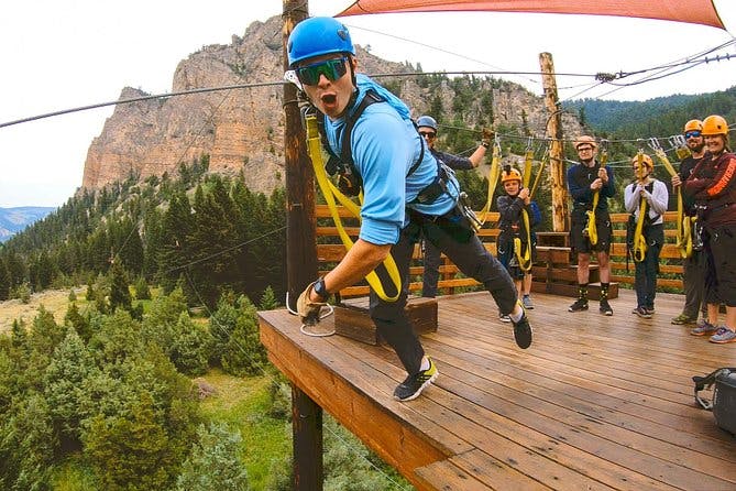 Ziplining across the Beautiful Gallatin River