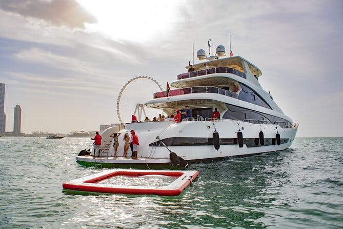 Dubai Harbour Super Yacht Experience with Live station & Drinks 